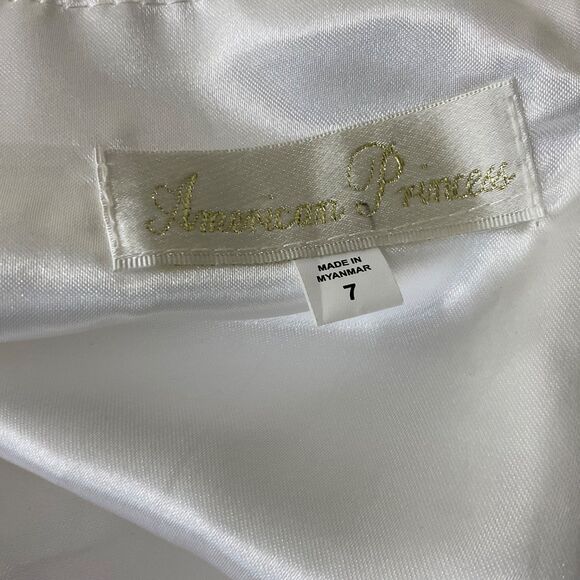 American Princess Girls 7 Fancy Special Occasion Dress White Beaded tulle Fairy - Picture 3 of 9